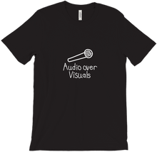 Audio Over Visuals T-Shirt - White Text