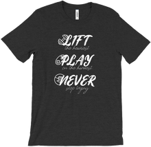 Never stop trying shirt (white text)