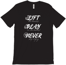 Never stop trying shirt (white text)