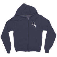 UA Letterman Style Zip Up Hoodie White on Dark
