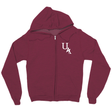 UA Letterman Style Zip Up Hoodie White on Dark