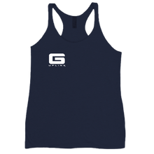 Ghostcomm womens racerback tanktop with white logo