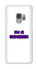 Funda de celular para Samsung con frase morada