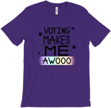 Voting Makes Me AWOOO t-shirt (with paws)