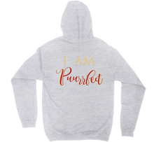I Am Puurrfect Hoodie Back Print (White & Grey)