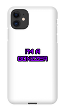 Funda de celular para iPhone con frase morada