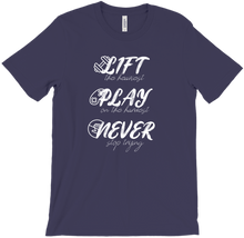 Never stop trying shirt (white text)