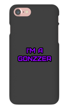 Funda de celular para iPhone con frase morada