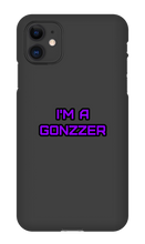 Funda de celular para iPhone con frase morada