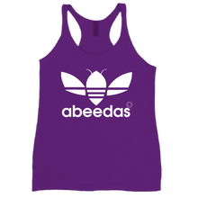 abeedas women's racerback tank white logo
