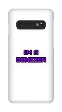 Funda de celular para Samsung con frase morada