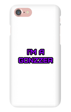 Funda de celular para iPhone con frase morada
