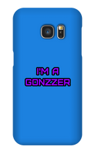 Funda de celular para Samsung con frase morada