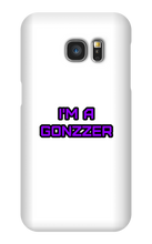 Funda de celular para Samsung con frase morada