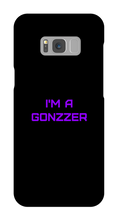 Funda de celular para Samsung con frase morada