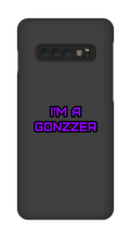 Funda de celular para Samsung con frase morada