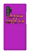 Never Give Up Samsung Phone Cases - gold