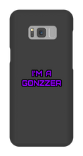 Funda de celular para Samsung con frase morada