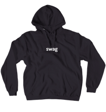 swag hoodie white text