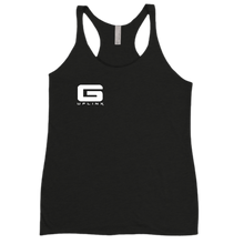 Ghostcomm womens racerback tanktop with white logo