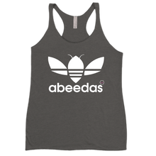 abeedas women's racerback tank white logo