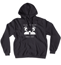 Felpa con cappuccio legio nomen logo bianco