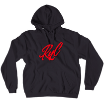 ryc red script logo hoodie