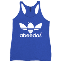 abeedas women's racerback tank white logo