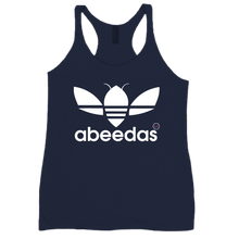 abeedas women's racerback tank white logo