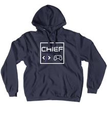 White Logo Center Purple Logo Hoodie